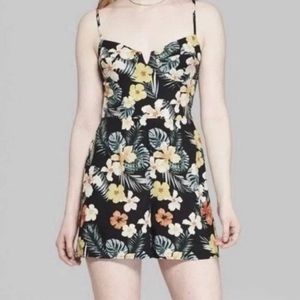 Wild Fable Black Floral Sleeveless Short Romper